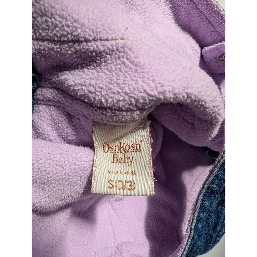Vintage Oshkosh B'Gosh‎ Overalls 3 Months Purple Fleece Lined Polar Bear